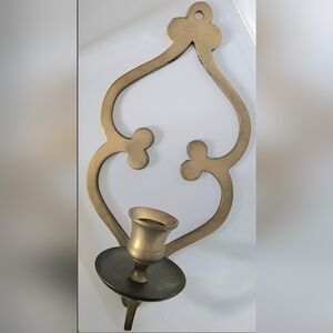 Vntg Brass Candle Wall Sconce